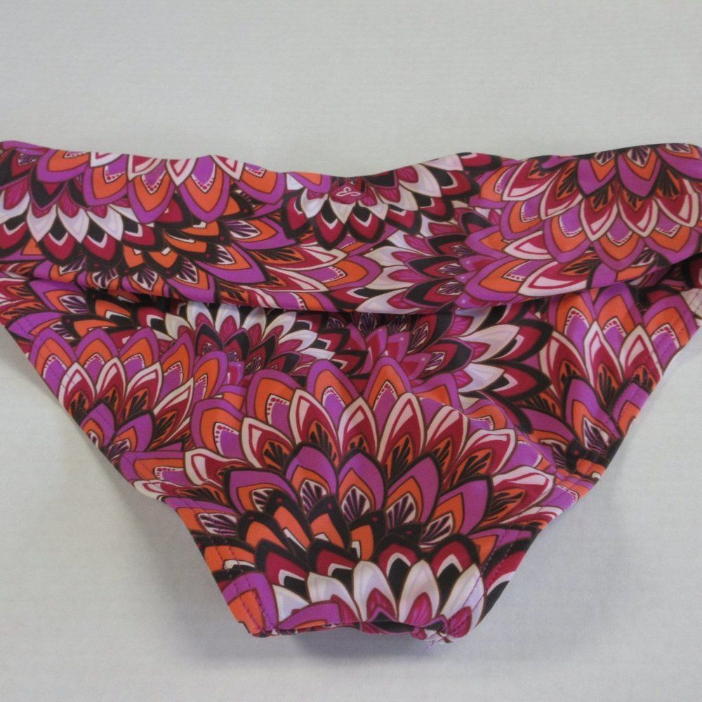 PRANA Floral Mandala Print Bikini Bottoms Size Small Stretchy Fold Over Mid Rise